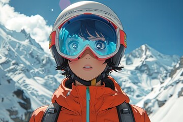 Sleek Snowboard Mask Anime Character: Detailed Perfect Face Illustration