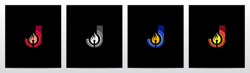 Lighting Matchstick Letter Initial Logo Design J