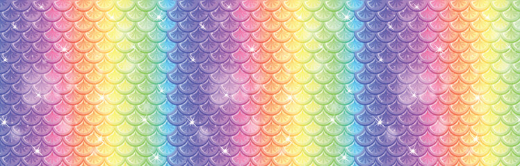 Vibrant, rainbow-colored mermaid scale pattern