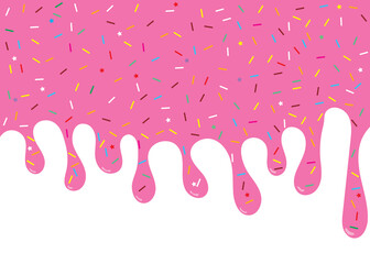 topping topping icing for sprinkling on sweet melting  in various colors. Beautiful colorful and seamless with pink backdrop. copy space with white background