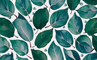 Eucalyptus tree leaves pattern. Isolated white background
