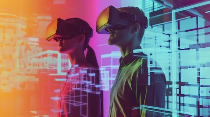 two people using Vr glasses