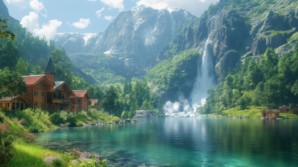 Fototapeta premium landscape with lake