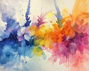 An abstract watercolor art piece with vibrant, flowing colors and gold leaf elements, perfect as a luxurious background Generative AI