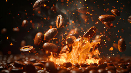 A video shows coffee beans engulfed in flames, created with animated gifs and a soft realism technique.