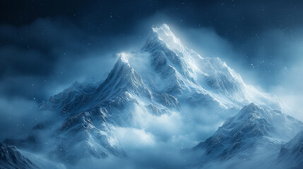 Naklejka premium Snow on the Mountain