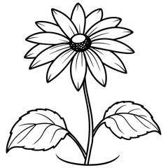 Obraz premium Black Eyed Susan flower outline illustration coloring book page design, Azalea flower black and white line art drawing coloring book pages for children and adults 