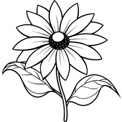 Black Eyed Susan flower outline illustration coloring book page design, Azalea flower black and white line art drawing coloring book pages for children and adults
