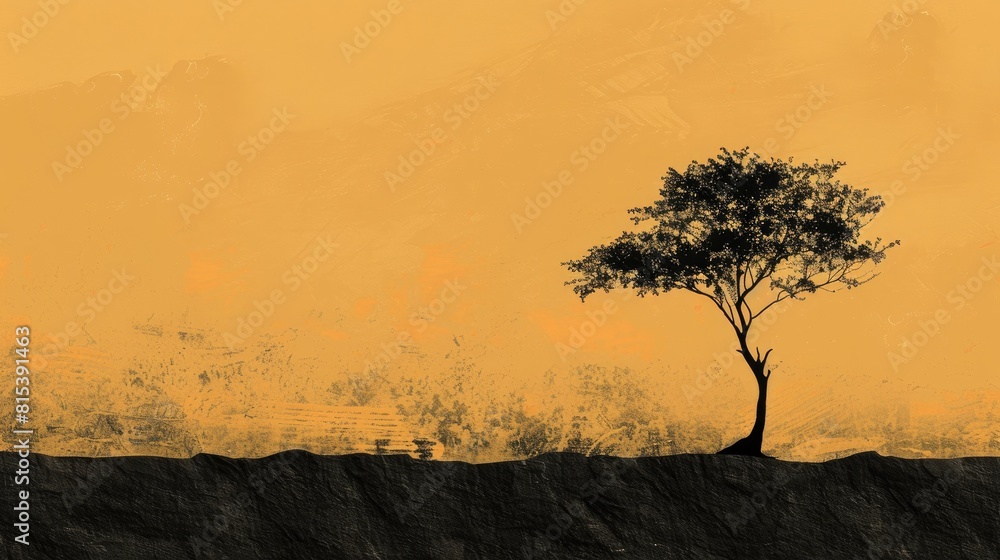 Poster a lone tree stands against a backdrop ready to serve as a striking graphic element for designing and