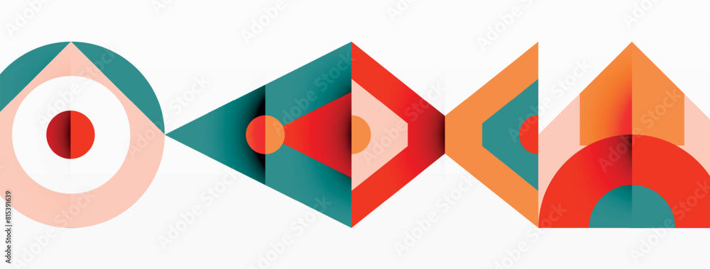 Poster a creative arts piece featuring a row of electric blue triangles and rectangles in various tints and