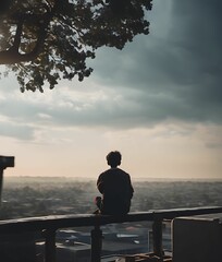 Fototapeta premium person on the roof