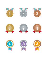 数字/ランキングメダルのセットイラスト