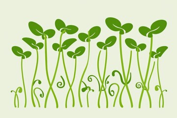 Stylized green sprouts representing microgreens in various growth stages