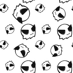 seamless pattern with black and white ghost 