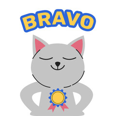 Proud Cat with Bravo Typography