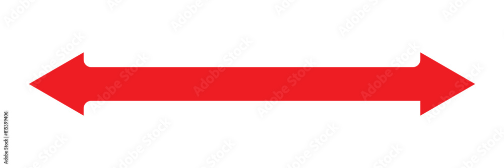 Wall mural horizontal dual thin long straight double ended arrow red. contour isolated vector image on white ba