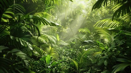 The lush jungle vegetation forms a vibrant and captivating backdrop in the natural full frame setting
