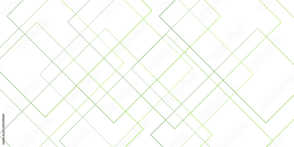 Poster Abstract minimal geometric White and Green light design background. Thin linear square diamond shape and rectangle. Futuristic modern technology background.