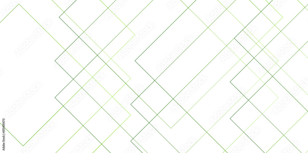 Poster Abstract minimal geometric White and Green light design background. Thin linear square diamond shape and rectangle. Futuristic modern technology background.