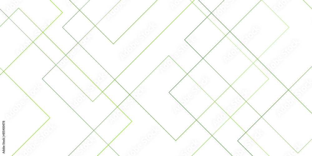 Poster Abstract minimal geometric White and Green light design background. Thin linear square diamond shape and rectangle. Futuristic modern technology background.