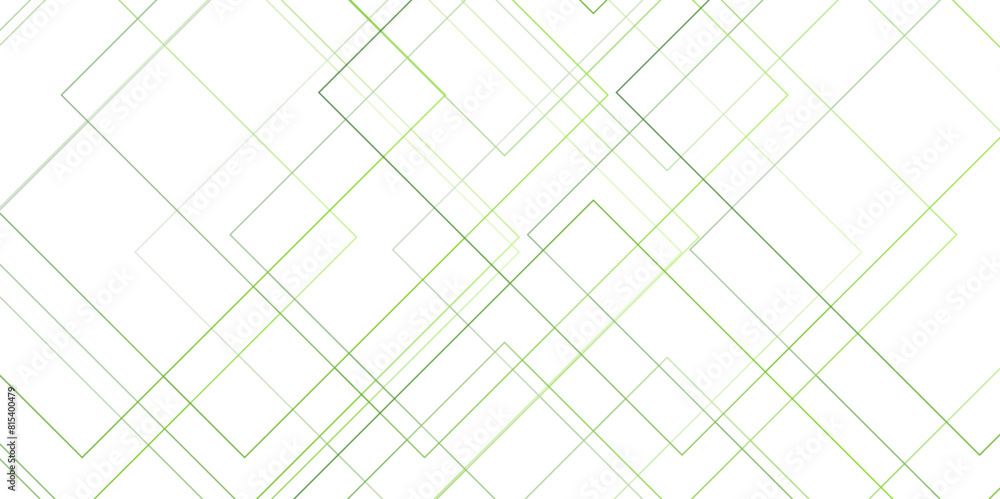 Poster Abstract minimal geometric White and Green light design background. Thin linear square diamond shape and rectangle. Futuristic modern technology background.