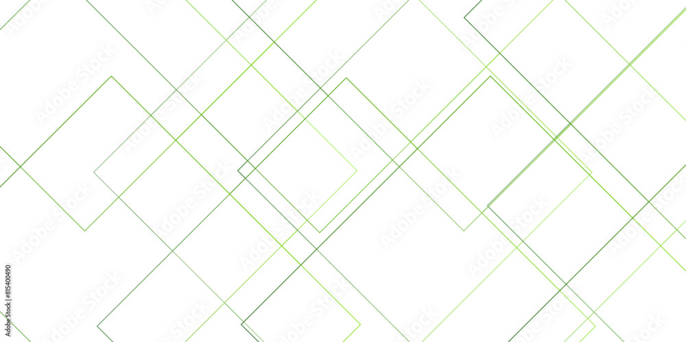Poster Abstract minimal geometric White and Green light design background. Thin linear square diamond shape and rectangle. Futuristic modern technology background.