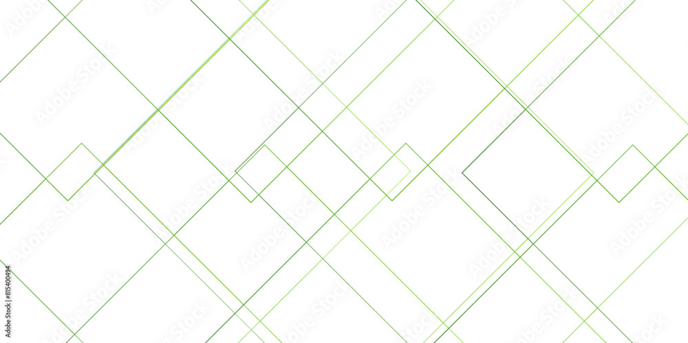 Poster Abstract minimal geometric White and Green light design background. Thin linear square diamond shape and rectangle. Futuristic modern technology background.