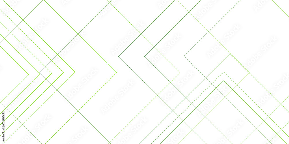 Poster Abstract minimal geometric White and Green light design background. Thin linear square diamond shape and rectangle. Futuristic modern technology background.