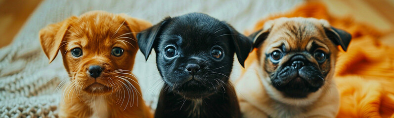 Portrait photos of adorable puppies.