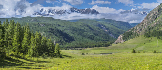 Picturesque mountain valley on a sunny summer morning - Powered by Adobe