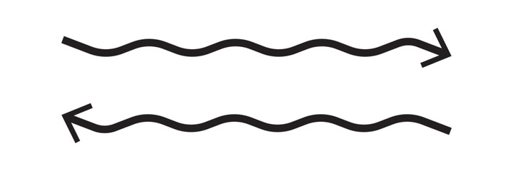 Wave Arrow. Down Wavy Curve Curvy Point Pointer Path Navigation Icon Black White Shape Vector Clipart Graphic Illustration Artwork on white background in eps 10.
