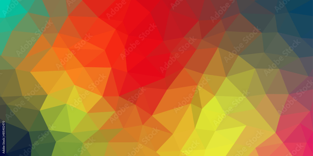 Aufkleber Multi color vector polygon abstract background. Colorful shining triangular template. Geometric background in Origami style with gradient. Trendy Low poly polygonal banner template.