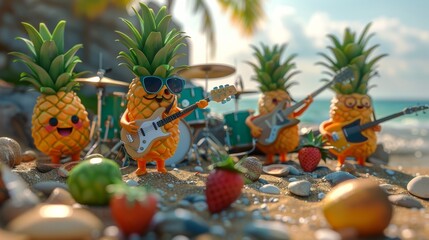 Tropical fruit band in the beach