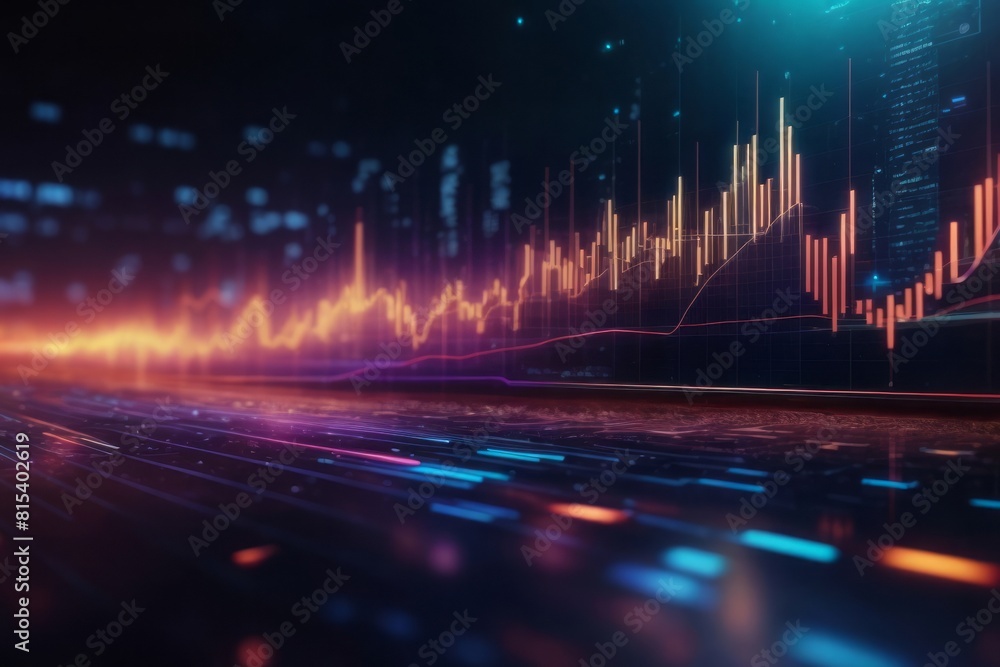 Poster arrow graph futuristic background with digital transition describing big data and economic growth