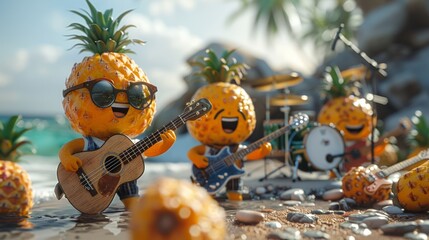 Obraz premium Tropical fruit band in the beach