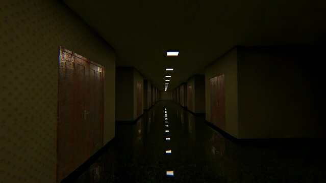 alone in the backrooms liminal space 3d render