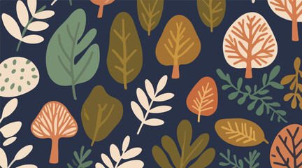 Obraz premium Seamless Pattern Featuring Unique Leaves Highlighting Nature's Beauty.