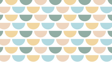 Tile vector pattern with pastel blue and yellow semicircles on white background