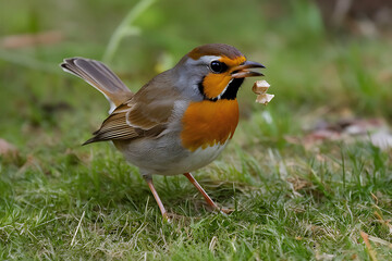 robin on grass