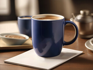 Fototapeta premium Happy Father's Day close-up of the Best Dad Ever greeting card and coffee mug on the table design.