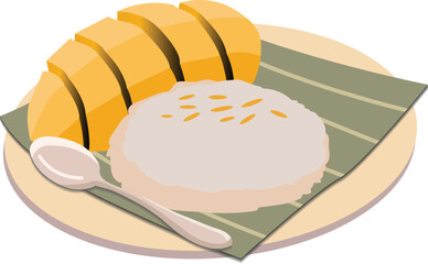 mango sticky rice thai dessert.  design paper art and crafts. Thai dessert.