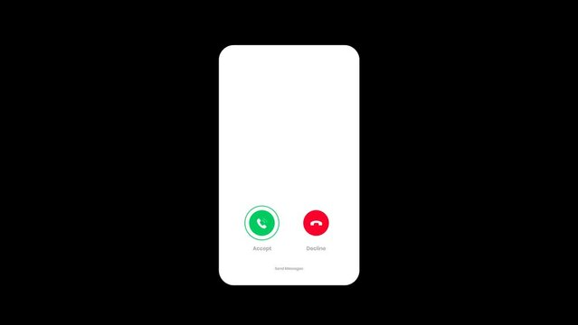 Mobile phone dial incoming call screen caller screen isolated on white screen animated Accept and Decline Option