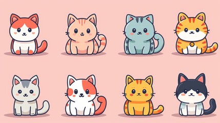 Obraz na płótnie Canvas Set of funny cartoon cats