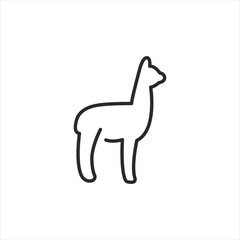 Llama icon. A stylized representation of a llama, known for its wool and as a pack animal in Andean cultures. Suitable for travel, adventure content, and animal-related designs. Vector illustration