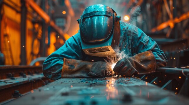 A welder upgrading the metal fixtures of an old theater to meet modern standards.