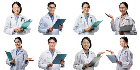 Group of Scientists and Doctors Holding Folders