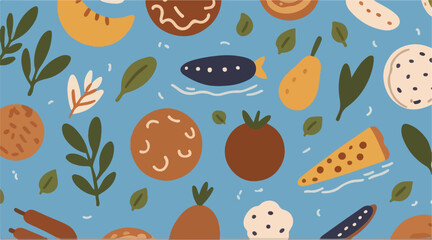 Unique Nature-Inspired Pattern Design - Fusion of Fruits and Plants.
