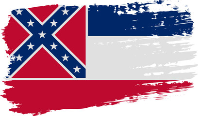 Mississippi US flag, wide brush stroke on transparent background vector