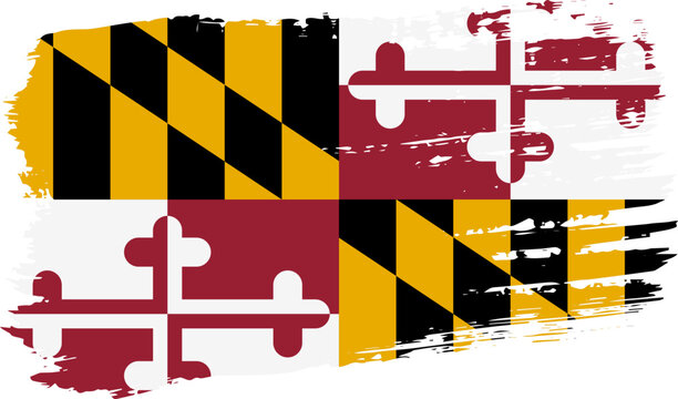 Maryland US flag, wide brush stroke on transparent background vector