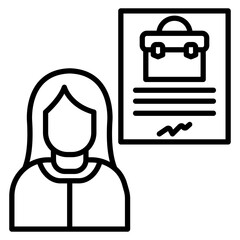 Applicant Female vector icon. Can be used for Job Search iconset.
